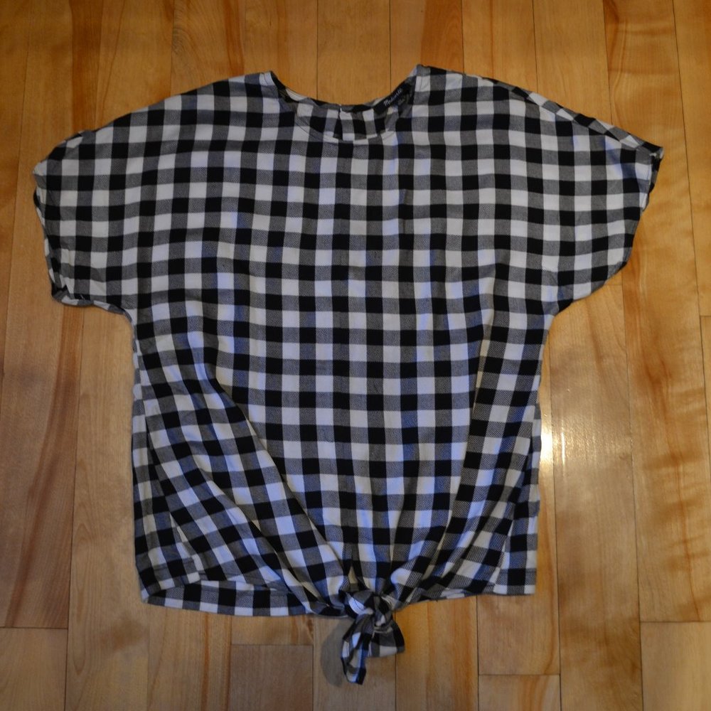 Madewell Size XS Black and White Checkered Blouse